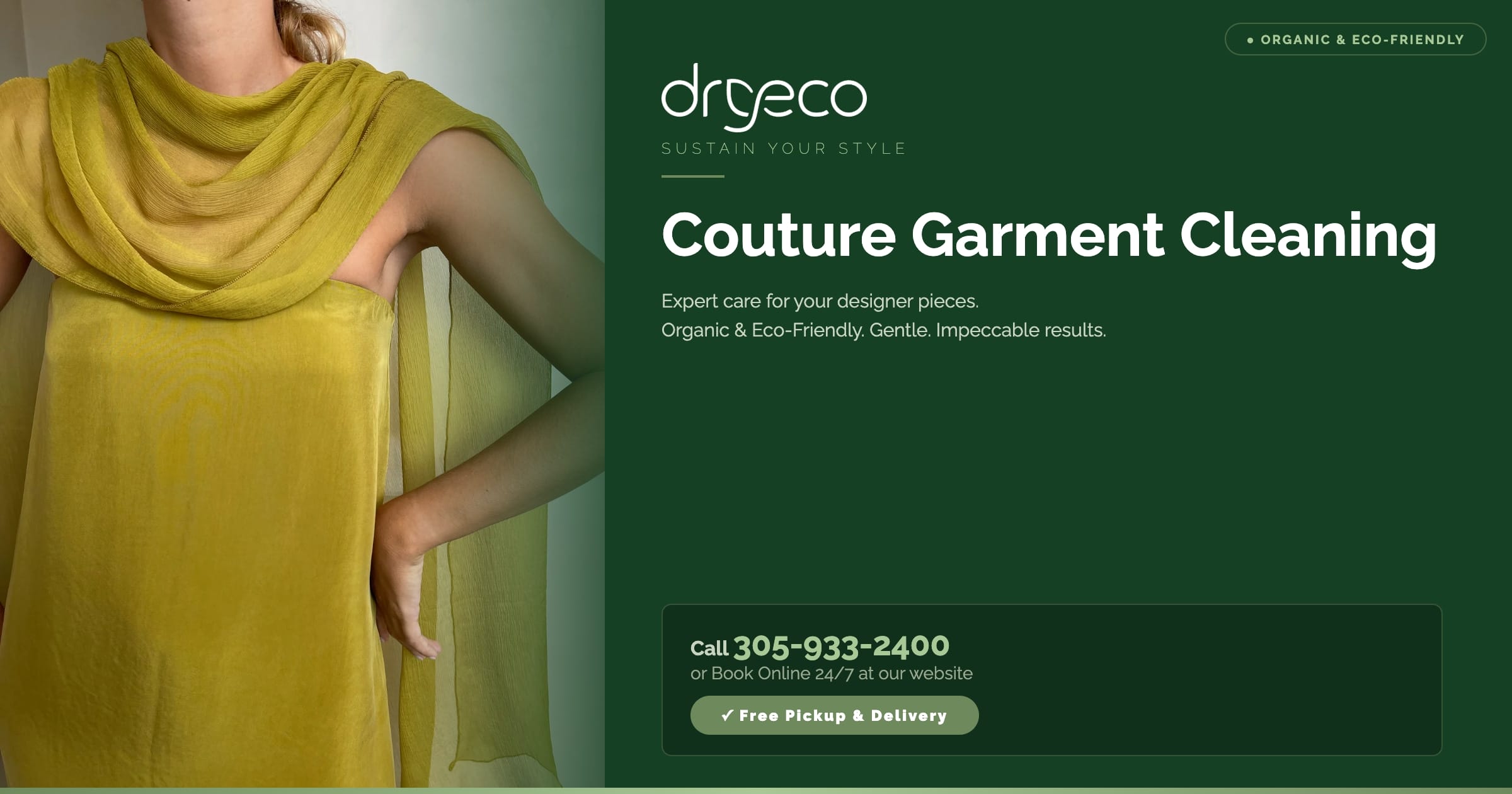 woman wearing a delicate green silk dress