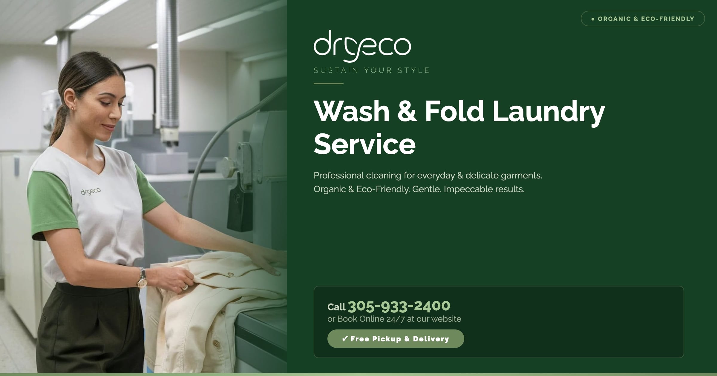 Wash and fold service employee at the dry cleaners