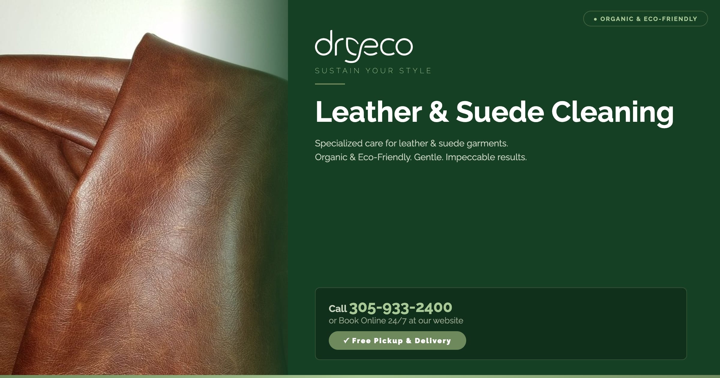 freshly cleaned leather jacket